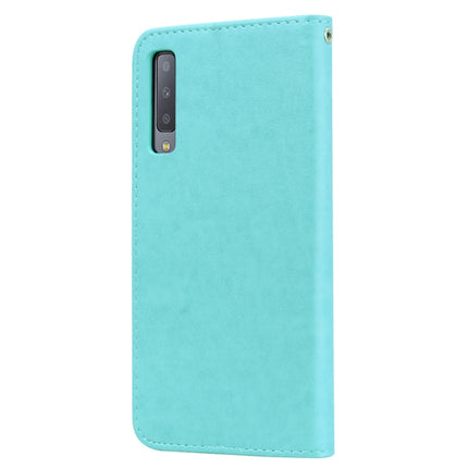 Horizontale Klapphülle aus PU-Leder mit Rosenprägung für Samsung Galaxy A7 (2018), mit Halter, Kartenfächern und Geldbörse, für Samsung Galaxy A7 (2018)