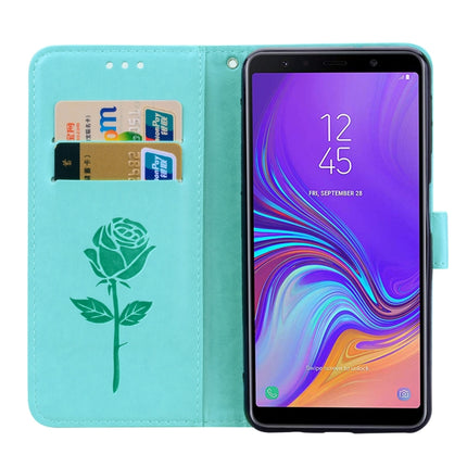 Horizontale Klapphülle aus PU-Leder mit Rosenprägung für Samsung Galaxy A7 (2018), mit Halter, Kartenfächern und Geldbörse, für Samsung Galaxy A7 (2018)
