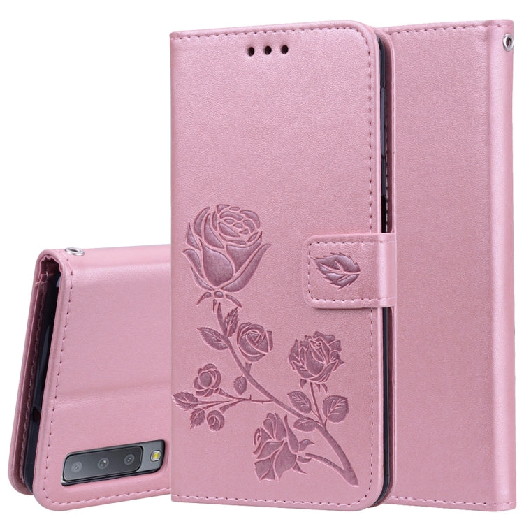 Rose Embossed Horizontal Flip PU Leather Case for Samsung Galaxy A7 (2018) , with Holder & Card Slots & Wallet, For Samsung Galaxy A7 (2018)