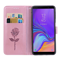 Rose Embossed Horizontal Flip PU Leather Case for Samsung Galaxy A7 (2018) , with Holder & Card Slots & Wallet, For Samsung Galaxy A7 (2018)