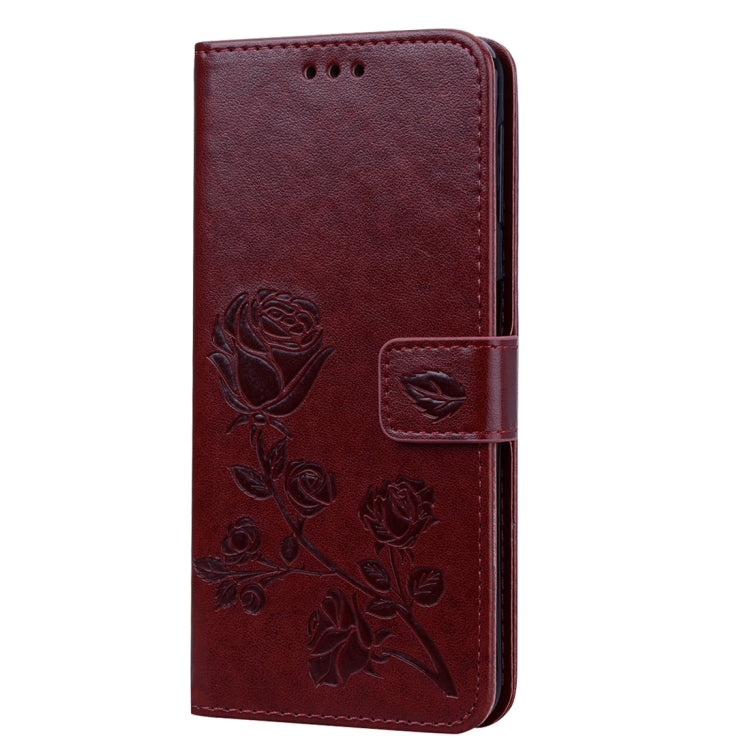 Horizontale Klapphülle aus PU-Leder mit Rosenprägung für Samsung Galaxy A7 (2018), mit Halter, Kartenfächern und Geldbörse, für Samsung Galaxy A7 (2018)