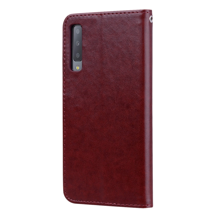Horizontale Klapphülle aus PU-Leder mit Rosenprägung für Samsung Galaxy A7 (2018), mit Halter, Kartenfächern und Geldbörse, für Samsung Galaxy A7 (2018)