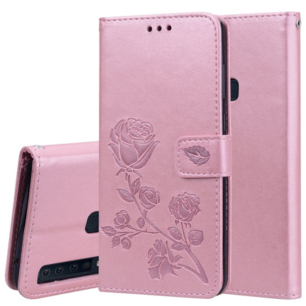 Horizontale Klapphülle aus PU-Leder mit Rosenprägung für Samsung Galaxy A9 (2018), mit Halter, Kartenfächern und Geldbörse, für Samsung Galaxy A9 (2018)