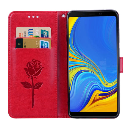 Horizontale Klapphülle aus PU-Leder mit Rosenprägung für Samsung Galaxy A9 (2018), mit Halter, Kartenfächern und Geldbörse, für Samsung Galaxy A9 (2018)