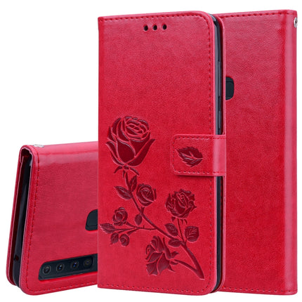 Horizontale Klapphülle aus PU-Leder mit Rosenprägung für Samsung Galaxy A9 (2018), mit Halter, Kartenfächern und Geldbörse, für Samsung Galaxy A9 (2018)