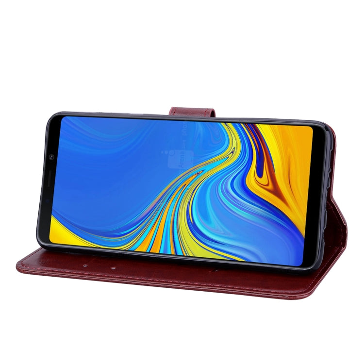 Horizontale Klapphülle aus PU-Leder mit Rosenprägung für Samsung Galaxy A9 (2018), mit Halter, Kartenfächern und Geldbörse, für Samsung Galaxy A9 (2018)
