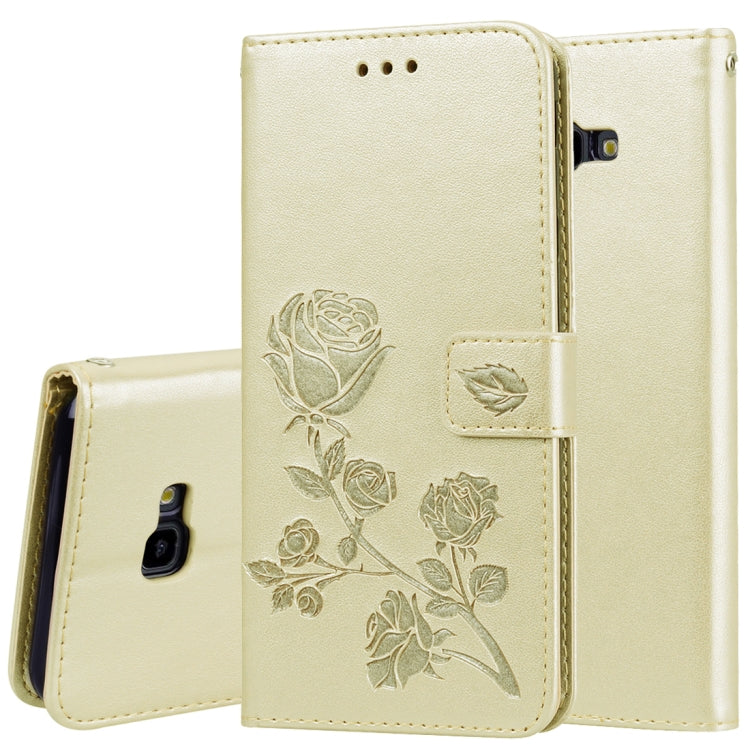 Horizontale Klapphülle aus PU-Leder mit Rosenprägung für Samsung Galaxy J4 Plus, mit Halter &amp; Kartenfächern &amp; Geldbörse, für Samsung Galaxy J4 Plus