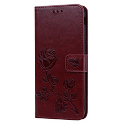 Horizontale Klapphülle aus PU-Leder mit Rosenprägung für Samsung Galaxy J4 Plus, mit Halter &amp; Kartenfächern &amp; Geldbörse, für Samsung Galaxy J4 Plus