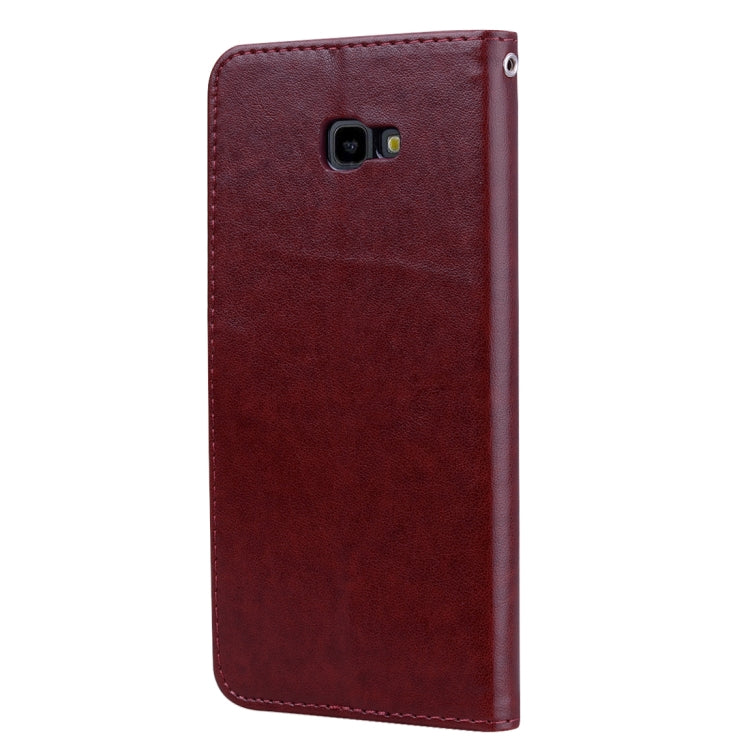 Horizontale Klapphülle aus PU-Leder mit Rosenprägung für Samsung Galaxy J4 Plus, mit Halter &amp; Kartenfächern &amp; Geldbörse, für Samsung Galaxy J4 Plus