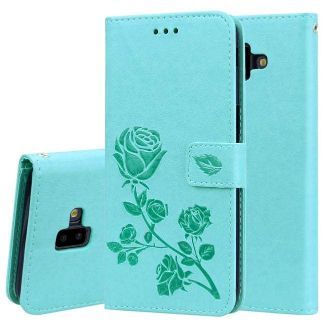 Rose Embossed Horizontal Flip PU Leather Case for Samsung Galaxy J6 Plus, with Holder & Card Slots & Wallet