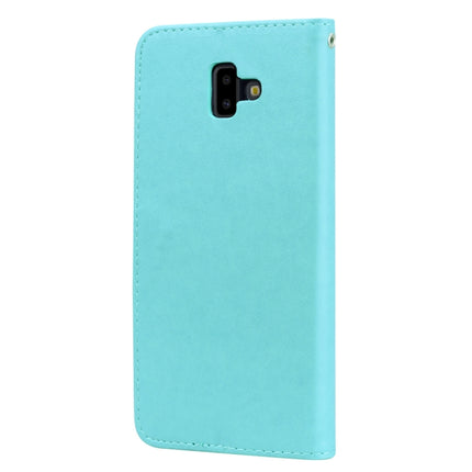 Funda de piel sintética con tapa horizontal con relieve de rosa para Samsung Galaxy J6 Plus, con soporte, ranuras para tarjetas y billetera, para Samsung Galaxy J6 Plus