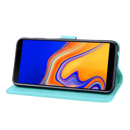 Funda de piel sintética con tapa horizontal con relieve de rosa para Samsung Galaxy J6 Plus, con soporte, ranuras para tarjetas y billetera, para Samsung Galaxy J6 Plus
