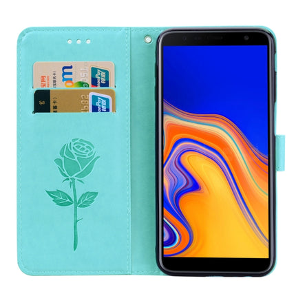 Funda de piel sintética con tapa horizontal con relieve de rosa para Samsung Galaxy J6 Plus, con soporte, ranuras para tarjetas y billetera, para Samsung Galaxy J6 Plus
