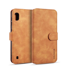 DG.MING Retro Oil Side Horizontal Flip Case for Galaxy A10, with Holder & Card Slots & Wallet, Galaxy A10