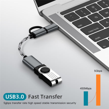 USB 3.0 Female to Micro USB + USB-C / Type-C Male Charging + Transmission OTG Nylon Braided Adapter Cable, Cable Length: 17cm