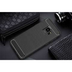 For Galaxy S9 Brushed Carbon Fiber Texture Soft TPU Anti-skip Protective Cover Back Case, For Galaxy S9, For Samsung Galaxy S9