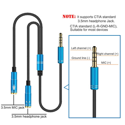 Cable divisor de audio de alta elasticidad TPE 2 en 1 de 3,5 mm macho a doble 3,5 mm hembra, longitud del cable: 32 cm