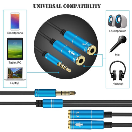 Cable divisor de audio de alta elasticidad TPE 2 en 1 de 3,5 mm macho a doble 3,5 mm hembra, longitud del cable: 32 cm