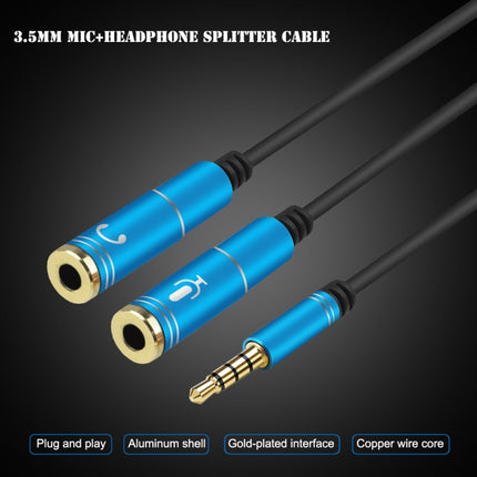 Cable divisor de audio de alta elasticidad TPE 2 en 1 de 3,5 mm macho a doble 3,5 mm hembra, longitud del cable: 32 cm