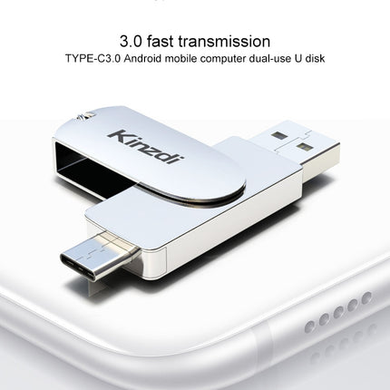 Kinzdi 256GB USB 3.0 + Type-C 3.0 Interface Metal Twister Flash Disk V11