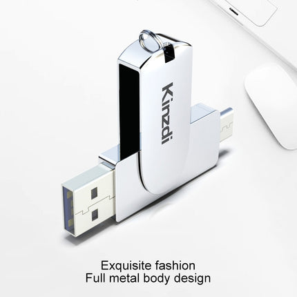 Kinzdi 256GB USB 3.0 + Type-C 3.0 Interface Metal Twister Flash Disk V11