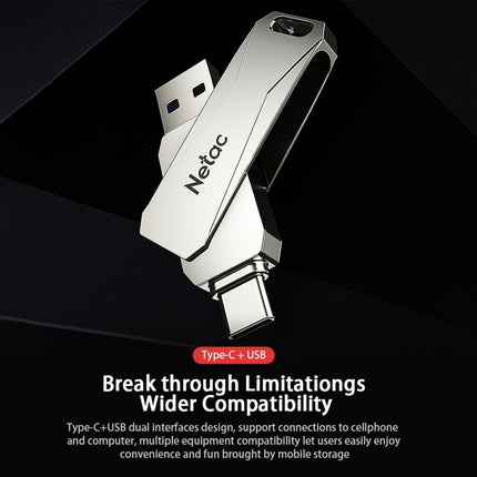 Netac U782C 128GB USB-C / Type-C + USB 3.0 360 Degrees Rotation Zinc Alloy Flash Drive OTG U Disk