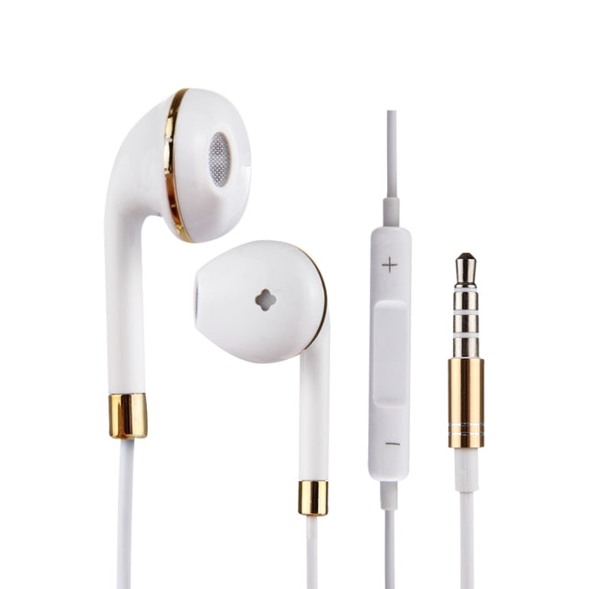 Auriculares intrauditivos de 3,5 mm con cuerpo de cable blanco, control de línea y micrófono