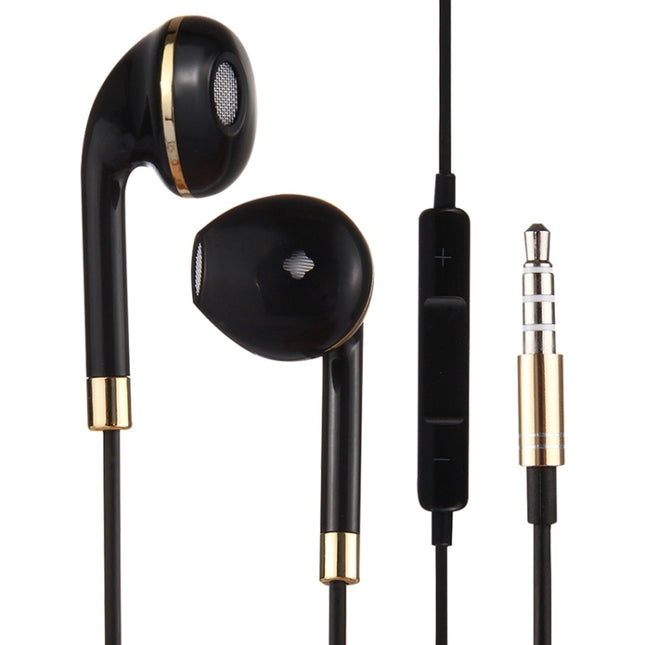 Schwarzer In-Ear-Kopfhörer mit Kabelgehäuse, 3,5 mm, Line-Control und Mikrofon für iPhone, Galaxy, Huawei, Xiaomi, LG, HTC und andere Smartphones
