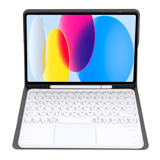 Für iPad 10. Generation 10.9 2022 YA10B-A Tablet-Hülle aus Lammfell-Textur, Bluetooth-Touch-Tastatur, Leder, mit Stiftschlitz, YA10B-A