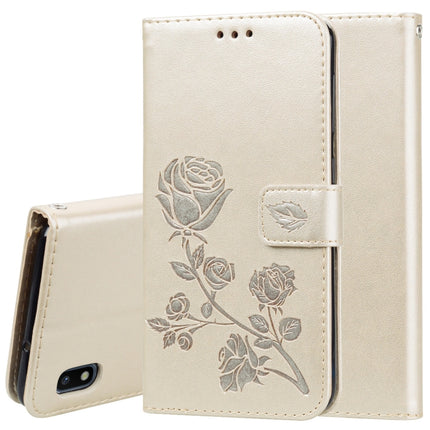 Rose Embossed Horizontal Flip PU Leather Case for Galaxy A10, with Holder & Card Slots & Wallet, For Samsung Galaxy A10