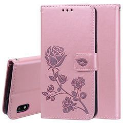 Rose Embossed Horizontal Flip PU Leather Case for Galaxy A10, with Holder & Card Slots & Wallet, For Samsung Galaxy A10