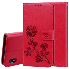 Rose Embossed Horizontal Flip PU Leather Case for Galaxy A10, with Holder & Card Slots & Wallet, For Samsung Galaxy A10