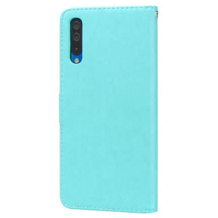 Funda de piel sintética con tapa horizontal con relieve de rosa para Galaxy A50, con soporte, ranuras para tarjetas y billetera, para Samsung Galaxy A50