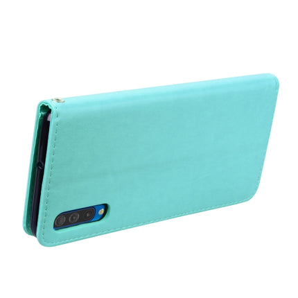 Funda de piel sintética con tapa horizontal con relieve de rosa para Galaxy A50, con soporte, ranuras para tarjetas y billetera, para Samsung Galaxy A50