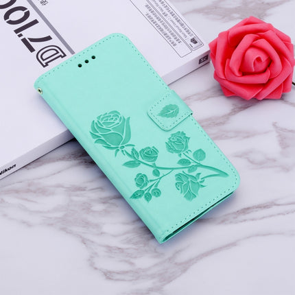 Funda de piel sintética con tapa horizontal con relieve de rosa para Galaxy A50, con soporte, ranuras para tarjetas y billetera, para Samsung Galaxy A50