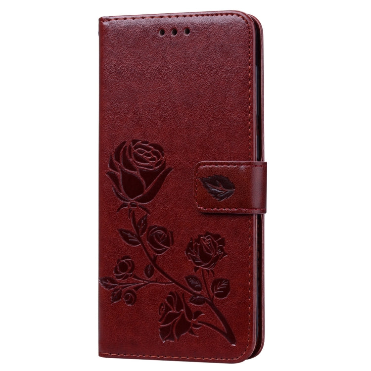 Horizontale Klapphülle aus PU-Leder mit Rosenprägung für das Galaxy A50, mit Halter &amp; Kartenfächern &amp; Geldbörse, für Samsung Galaxy A50