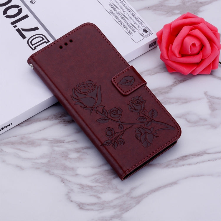 Horizontale Klapphülle aus PU-Leder mit Rosenprägung für das Galaxy A50, mit Halter &amp; Kartenfächern &amp; Geldbörse, für Samsung Galaxy A50