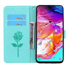 Horizontale Klapphülle aus PU-Leder mit Rosenprägung für das Galaxy A70, mit Halter &amp; Kartenfächern &amp; Geldbörse, für Samsung Galaxy A70