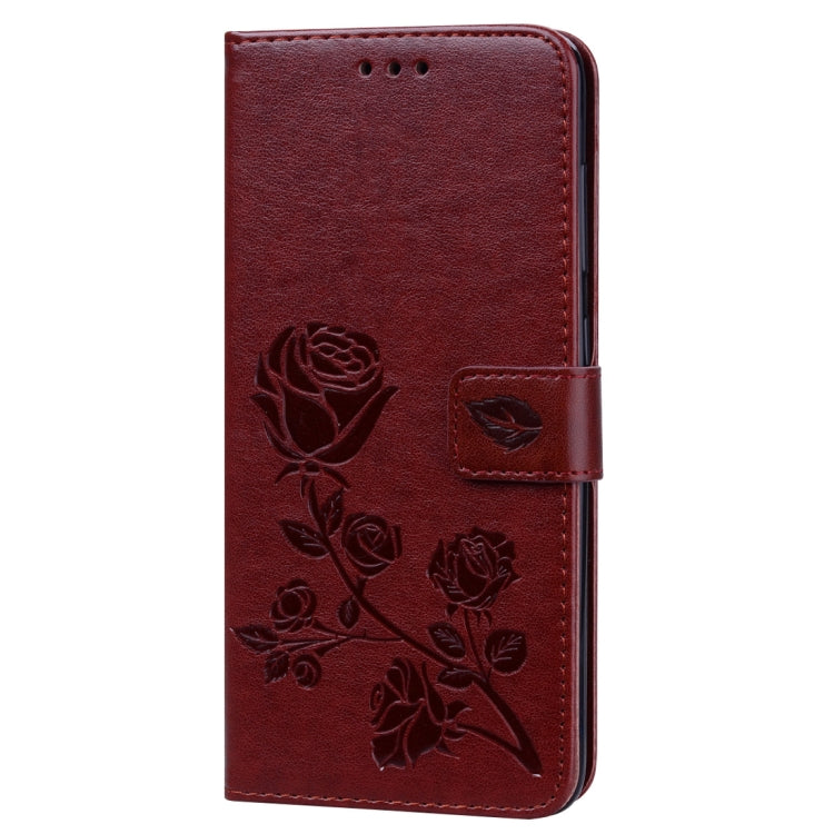 Horizontale Klapphülle aus PU-Leder mit Rosenprägung für das Galaxy A70, mit Halter &amp; Kartenfächern &amp; Geldbörse, für Samsung Galaxy A70