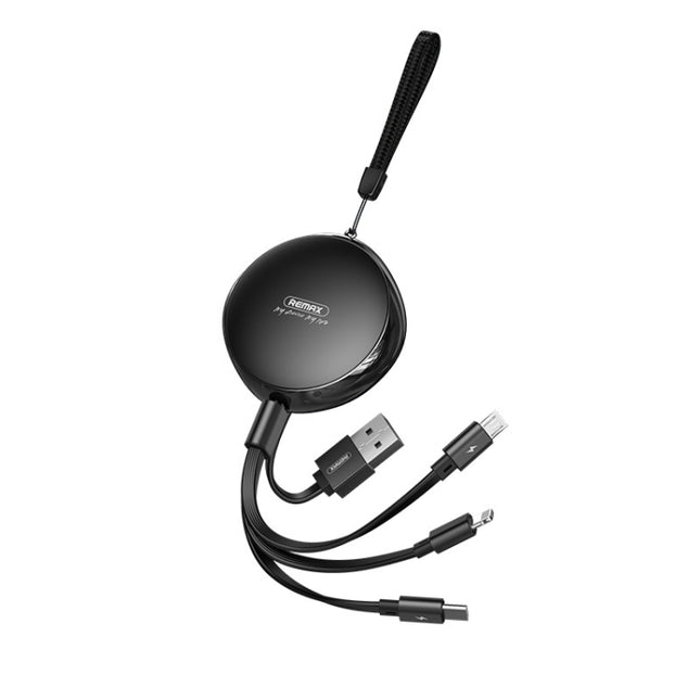 Cable de datos de carga telescópico REMAX RC-185th 3 en 1 2.1A USB a 8 pines + USB-C / Tipo-C + Micro USB Serie Sury