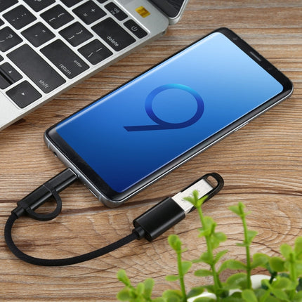 USB 3.0 Female to Micro USB + USB-C / Type-C Male Charging + Transmission OTG Nylon Braided Adapter Cable, Cable Length: 11cm