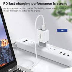 awei PD4 20W PD Type-C + QC 3.0 USB Interface Fast Charging Travel Charger with Data Cable, EU Plug