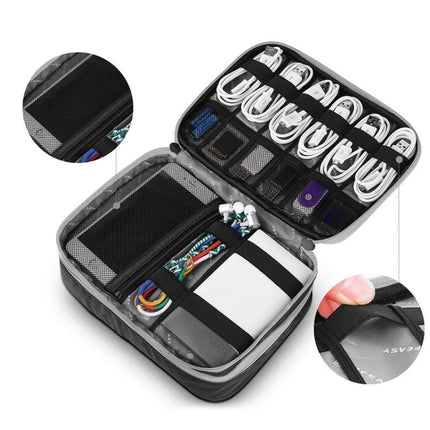 Multi-functional Headphone Charger Data Cable Storage Bag Portable Power Pack, Size:M, 25 x 18 x 5cm, 25 x 18 x 5cm (Black), 25 x 18 x 5cm (Grey)