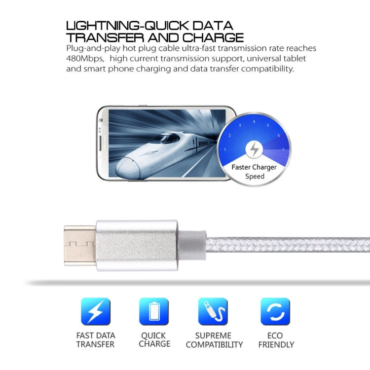 Knit Texture USB to USB-C / Type-C Data Sync Charging Cable, Cable Length: 3m, 3A Total Output, 2A Transfer Data