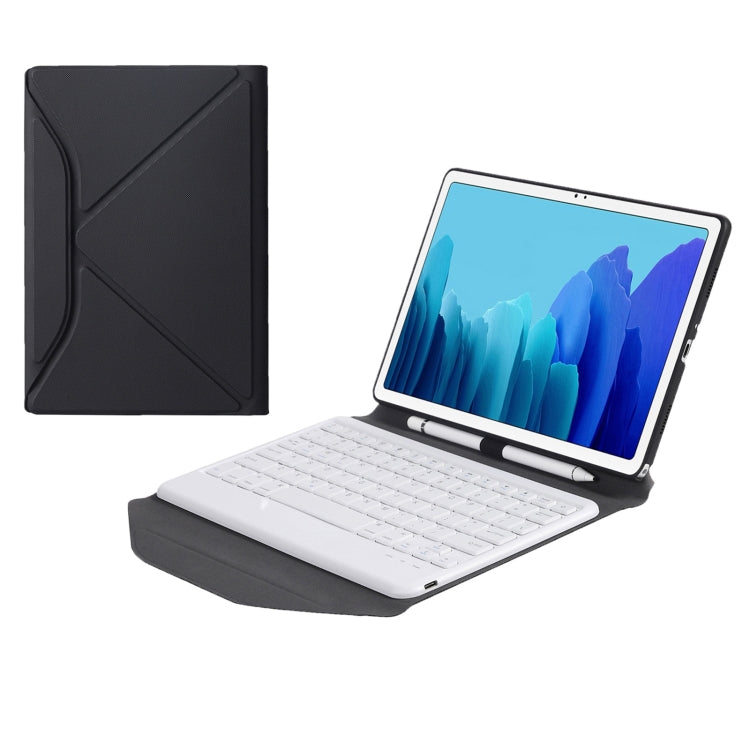 B500 Diamond Texture Triangle Back Holder Splittable Bluetooth Keyboard Leather Tablet Case for Samsung Galaxy Tab A7 10.4 2020(Black+Black)