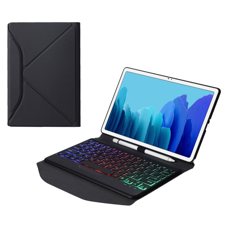 B500S Diamond Texture Triangle Back Holder Splittable Bluetooth Keyboard Leather Tablet Case with Backlight for Samsung Galaxy Tab A7 10.4 2020