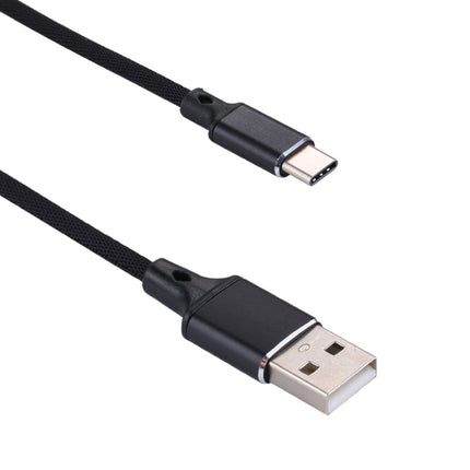 1m 2A Output USB to USB-C / Type-C Nylon Weave Style Data Sync Charging Cable, 2A Black, 2A Pink, 2A Grey, 2A Red, 2A White