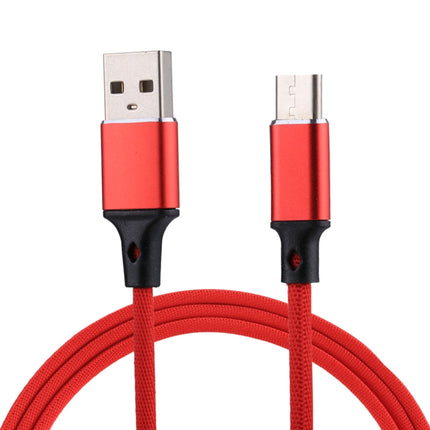 1m 2A Output USB to USB-C / Type-C Nylon Weave Style Data Sync Charging Cable, 2A Black, 2A Pink, 2A Grey, 2A Red, 2A White