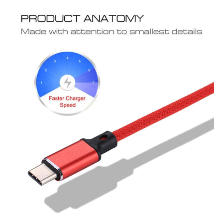 1m 2A Output USB to USB-C / Type-C Nylon Weave Style Data Sync Charging Cable