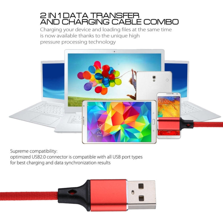 1m 2A Output USB to USB-C / Type-C Nylon Weave Style Data Sync Charging Cable